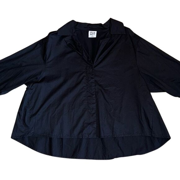 PLANET By Lauren G Black 100% Cotton Long Sleeved Shirt - Size 2 (10-14) - Picture 2 of 8